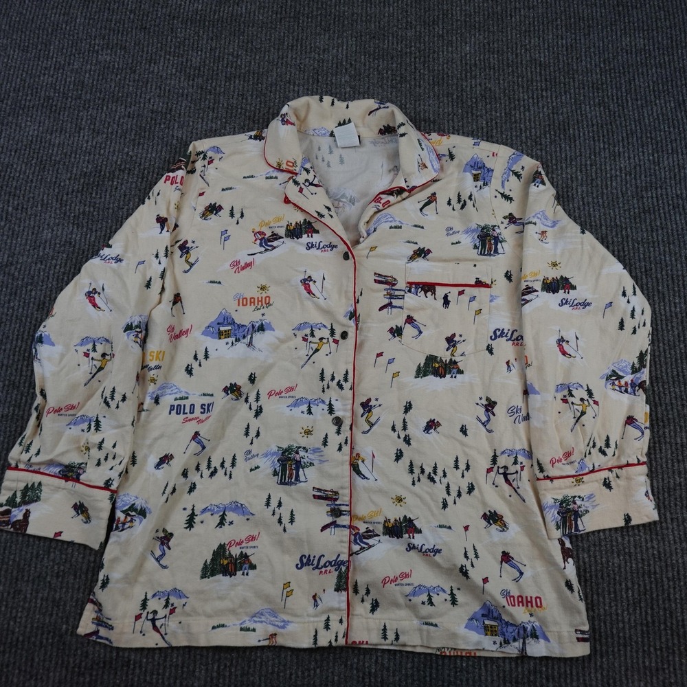 Polo Ralph Lauren Madison Pajama Shirt Womens Small Ski Idaho Lodge Sleepwear